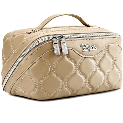 BOYATU Reise-Make-up-Taschen für Frauen: Puffy Make-up-Taschen Set von 3 – veganes Leder Make-up Organizer – wasserdichte große Kulturtasche mit Fächern – Reiseutensilien, 02 Khaki BOYATU Reise-Make-up-Taschen für Frauen: Puffy Make-up-Taschen Set von 3 – veganes Leder Make-up Organizer – wasserdichte große Kulturtasche mit Fächern – Reiseutensilien, 02 Khaki von BOYATU