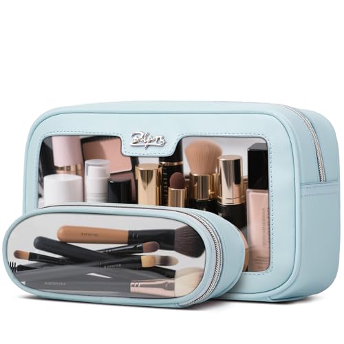 BOYATU Transparente Reise-Make-up-Tasche: wasserdichte Kulturbeutel, 2er-Set, Kosmetiktaschen für Damen, Make-up-Tasche, Hautpflege-Tasche, 02-blau von BOYATU