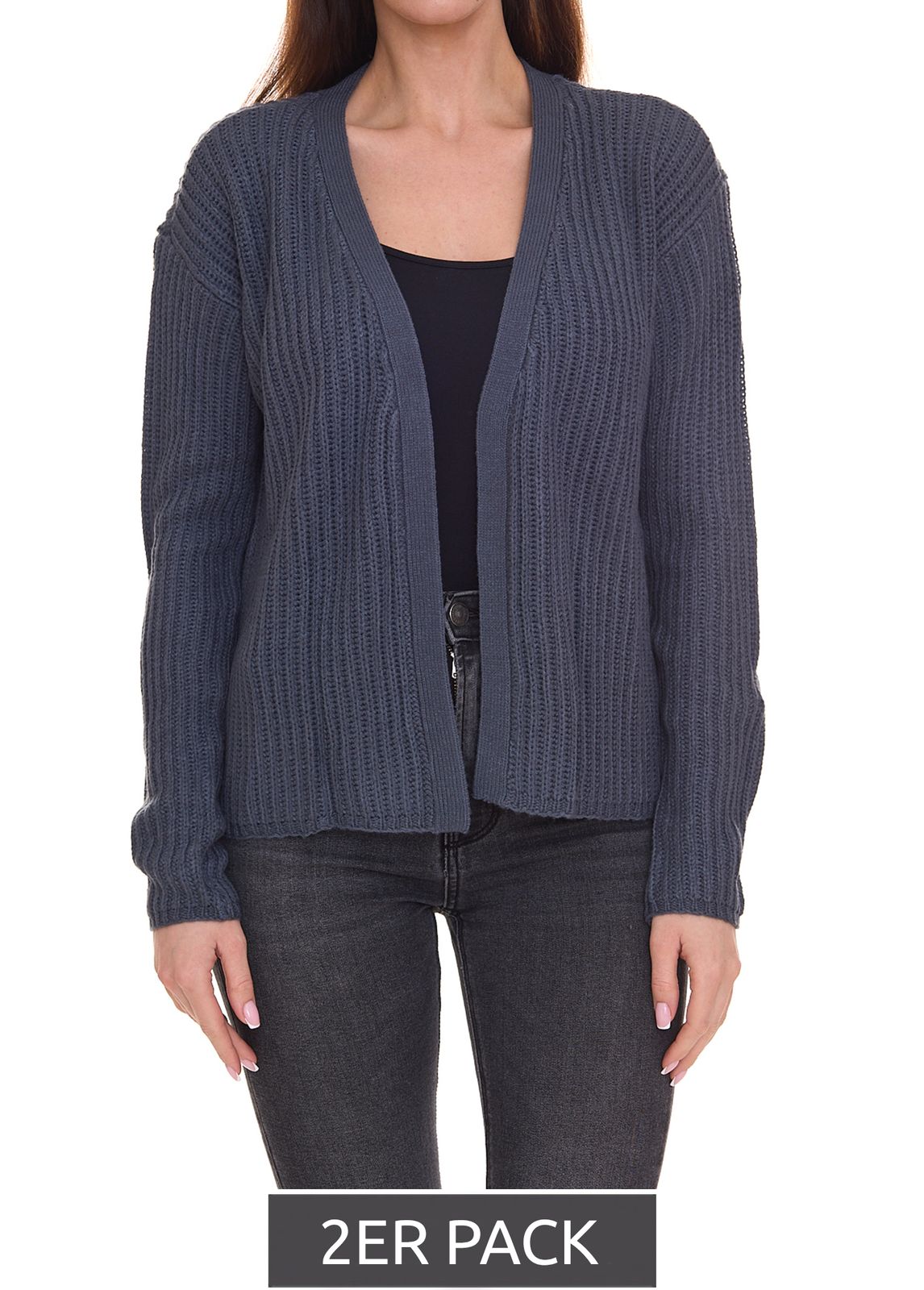 2er Pack BOYENS´S Damen Patentstrickjacke verschlussloser Strick-Cardigan 42087058 Blau von BOYSEN´S