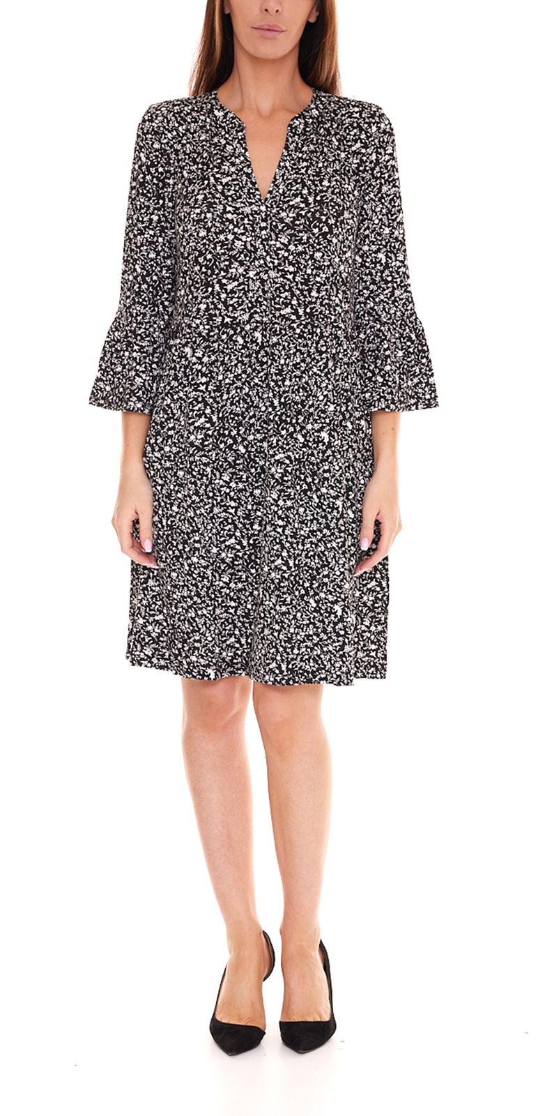 BOYSEN´S Damen Jerseykleid Stufen-Kleid mit Blumenprint 48420054 Schwarz von BOYSEN´S