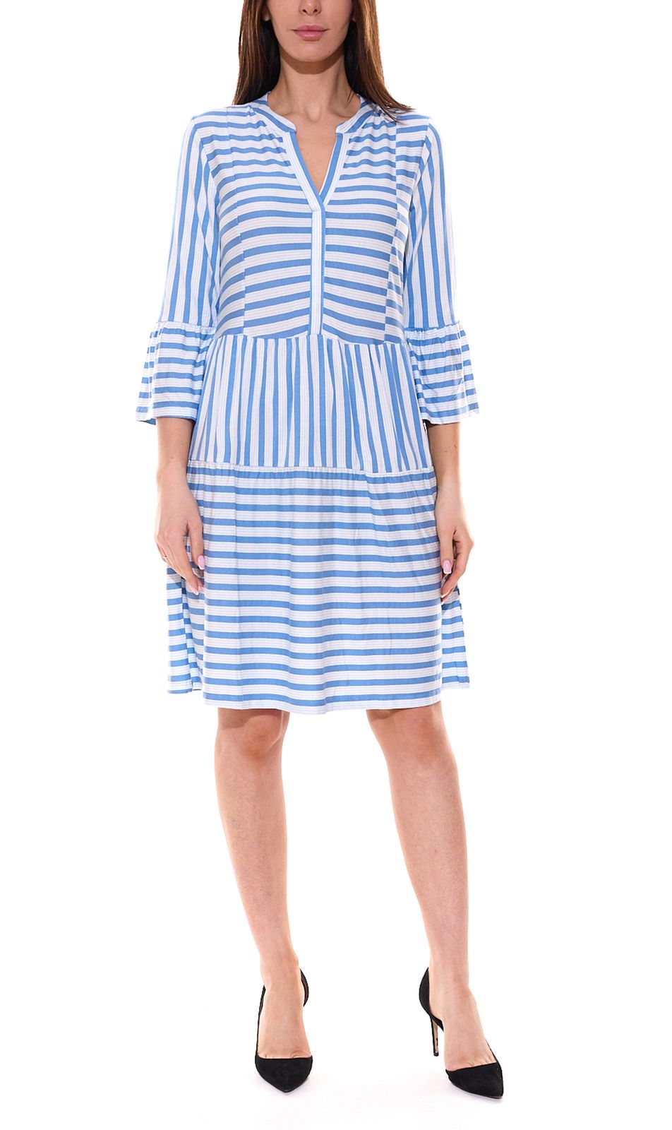 BOYSEN´S Damen Mini-Kleid Stufen-Kleid mit Streifen 63821354 Blau von BOYSEN´S