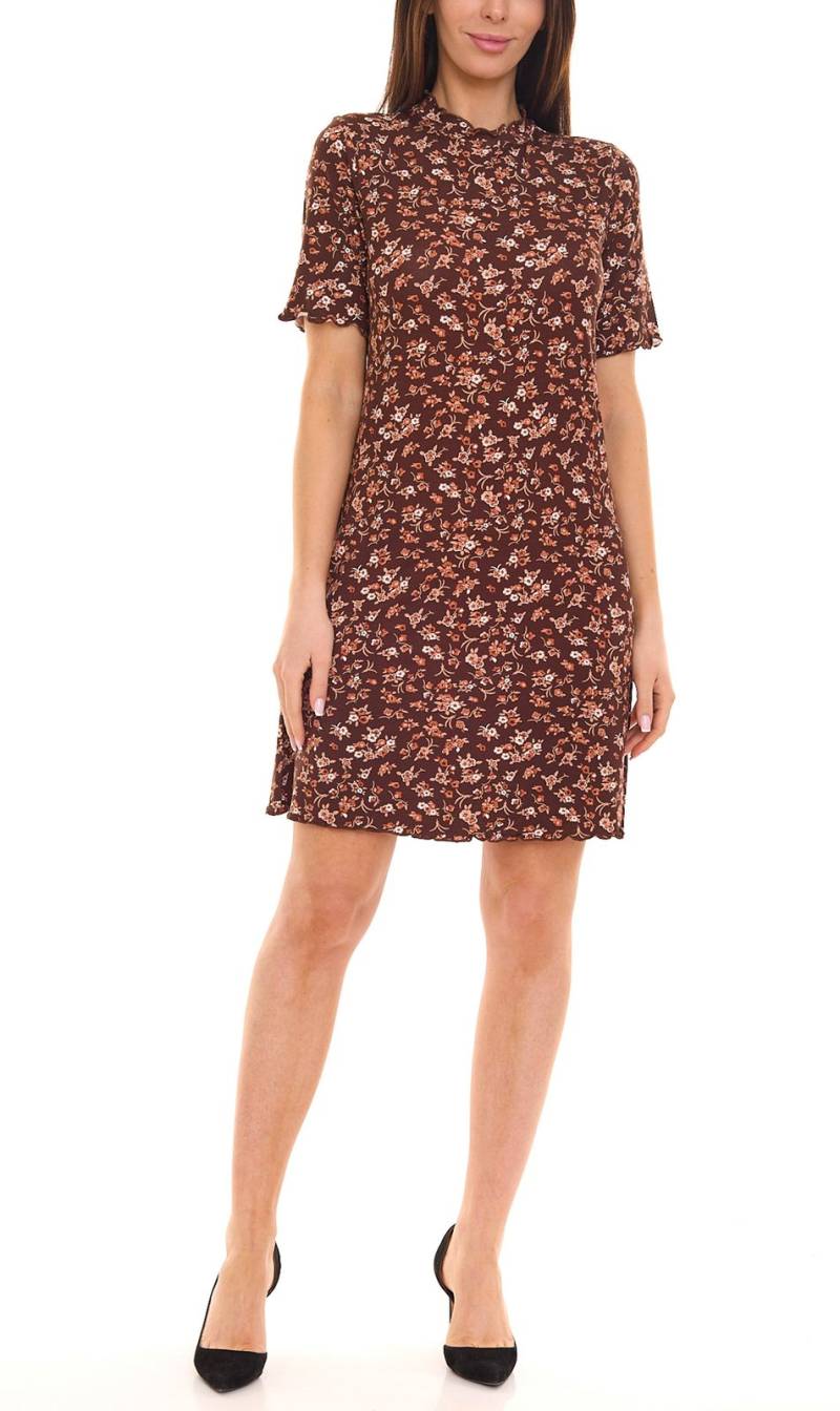BOYSEN´S Damen Mini-Kleid mit Allover-Blumendruck Kurzarm A-Linie 50842608 Braun von BOYSEN´S
