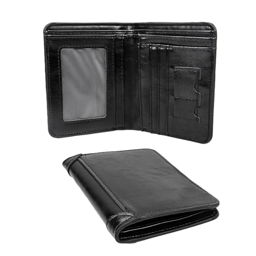 BOYSSPAA Herren Bi-Fold Leder Geldbörse Retro Dünn Kurz Multifunktional Kreditkartenetui Separate Isolationsschicht Geldbörse für Männer Geschenke Retro, Schwarz , Camy-0n, Modern von BOYSSPAA