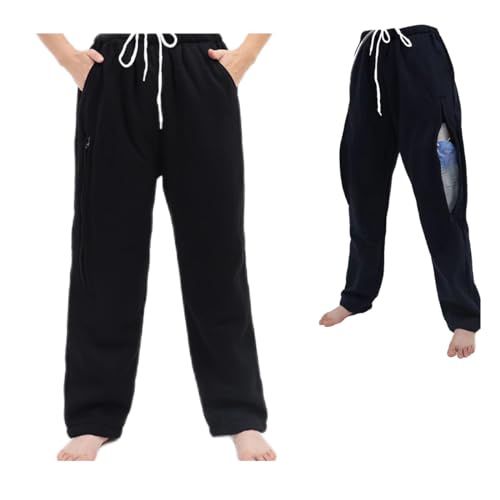 BOYUDZLTD Katheterhose für Herren/Damen, Nephrostomie-Hose, Urinbeutelhose, Foley-Katheterhose für 2 Urinbeutel, Schwarz, XXL von BOYUDZLTD