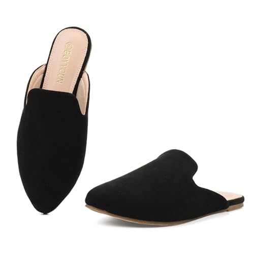BOYYOUN Pantoletten für Damen, bequem, rückenfrei, flache Schuhe, spitze Zehenpartie, Loafers für Arbeit und Freizeit, niedriger Absatz, geschlossene Schuhe, Damen-Pantoletten, Schwarzes Wildleder BOYYOUN Pantoletten für Damen, bequem, rückenfrei, flache Schuhe, spitze Zehenpartie, Loafers für Arbeit und Freizeit, niedriger Absatz, geschlossene Schuhe, Damen-Pantoletten, Schwarzes Wildleder von BOYYOUN