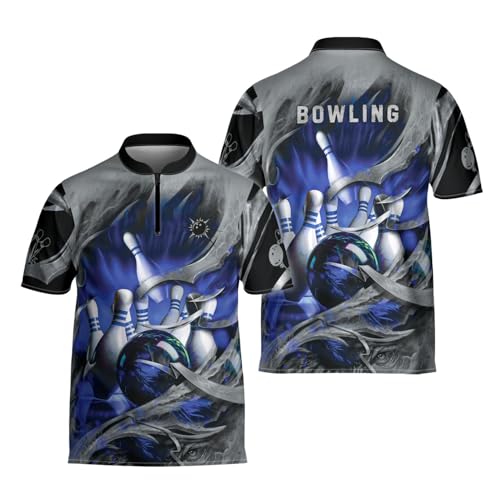 BOZENTIM Bowling Poloshirts 3D für Damen & Herren Bowling Jersey Shirt Team Bowling Shirts Kurzarm Polo Geschenk, Mehrfarbig 3, XL von BOZENTIM