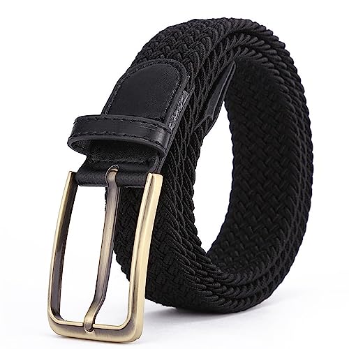 BOZEVON Elastischer Geflochtener Gürtel - Mehrfarbiger Elastischer Gürtel Flechtgürtel Stretchgürtel Business Lässiger Gürtel Breit 3,5 cm für Unisex-Herren und Damen von BOZEVON