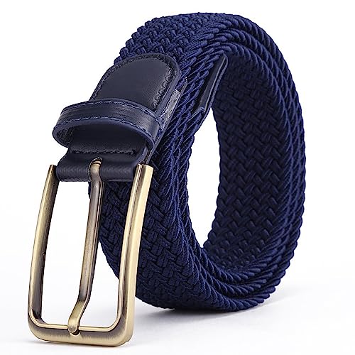 BOZEVON Elastischer Geflochtener Gürtel - Mehrfarbiger Elastischer Gürtel Flechtgürtel Stretchgürtel Business Lässiger Gürtel Breit 3,5 cm für Unisex-Herren und Damen von BOZEVON