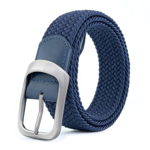 BOZEVON Elastischer Gürtel Herren - Geflochtener Stretchgürtel Unisex Gewebter Gürtel Lässiger Gürtel Verstellbar Stretchgürtel Männer Flechtgürtel (Blau) von BOZEVON