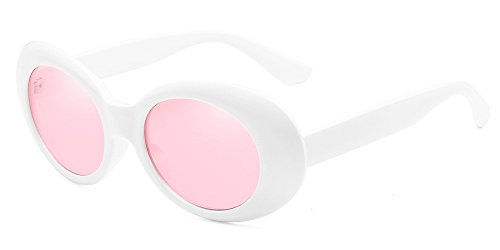 BOZEVON Retro Ovale Sonnenbrille - UV400 Schutzbrillen für Damen & Herren Weiß-Pink von BOZEVON