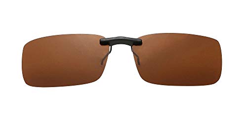 BOZEVON Sonnenbrillen-Clip auf Flip Up Polarisierte Linse - Unisex Rechteck Klipp auf Klapp-Sonnenbrille für Brillen im Freien und Fahren, Braun BOZEVON Sonnenbrillen-Clip auf Flip Up Polarisierte Linse - Unisex Rechteck Klipp auf Klapp-Sonnenbrille für Brillen im Freien und Fahren, Braun von BOZEVON