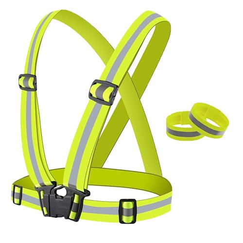 BOZEVON Unisex Reflektierende Sicherheitsweste für Erwachsene und Kinder – Hochsichtbare Reflektorweste, Leicht und Verstellbar, Geeignet zum Sport, Nacht, Laufen, Radfahren, Joggen, Paket 1 von BOZEVON