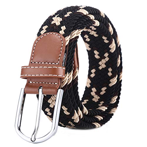 BOZEVON elastischer gewebter Gürtel - Mehrfarbiger elastischer geflochtener Stretchgewebe-Gürtel für Herren Damen Schwarz und Khaki und Braun BOZEVON elastischer gewebter Gürtel - Mehrfarbiger elastischer geflochtener Stretchgewebe-Gürtel für Herren Damen Schwarz und Khaki und Braun von BOZEVON