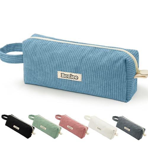 Boziee Cord-Stoff Federmäppchen Mäppchen Mädchen Teenager Stiftetasche Federtasche Pencil Case Schulmäppchen Stiftemappe für Schule | Büro (Blau) von Boziee