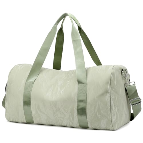 Sporttasche mit Schuhfach, Reisetasche für Damen und Herren, Wochenendtasche mit separater Tasche für trockene und nasse Gegenstände, für Reisen, Yoga, Tanzen, Grün von BOZIIGO
