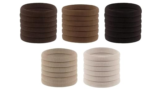 50 Stück Haargummi Damen, Haargummi Braun, 4CM Breite Elastische Haargummis Dick, Invisibobble Haar-gummi mit 5 Farben, für Girls Frauen Dickes Lockiges Glattes Haar 50 Stück Haargummi Damen, Haargummi Braun, 4CM Breite Elastische Haargummis Dick, Invisibobble Haar-gummi mit 5 Farben, für Girls Frauen Dickes Lockiges Glattes Haar von BOZILY
