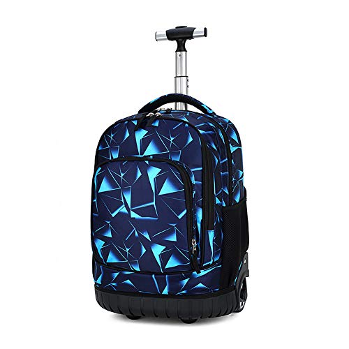 BOZONLI Trolley Rucksack Jungen Trolley Schultasche mit Rollen Rucksack Schultrolley Rucksäcke Schulrucksack Schulranzen mit Rollen, Blaue Geometrie von BOZONLI