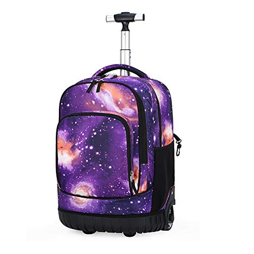 BOZONLI Trolley Rucksack Jungen Trolley Schultasche mit Rollen Rucksack Schultrolley Rucksäcke Schulrucksack Schulranzen mit Rollen, Sternenhimmel lila von BOZONLI