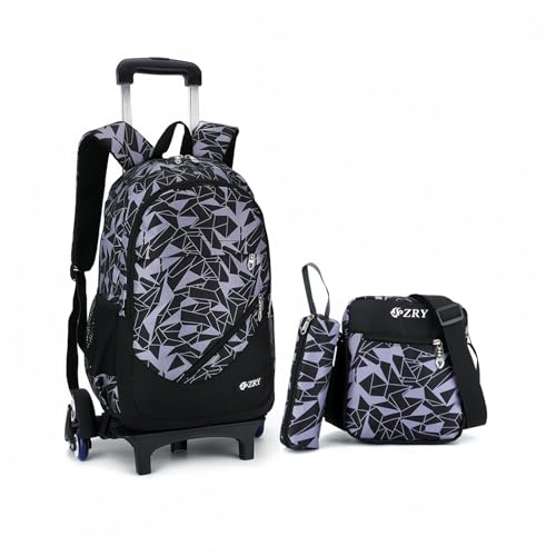 BOZONLI Trolley Schulranzen Rucksack Schulrucksack Trolley Schultrolley 6 Räder Schulranzen Jungen Trolley Schultasche Wasserdichter Rucksack mit Rollen für Jungen Mädchen von BOZONLI