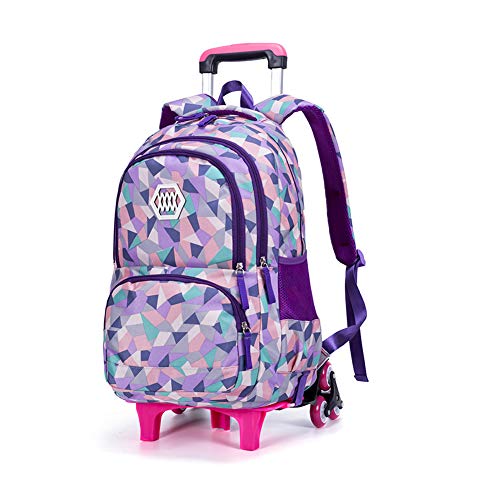 BOZONLI Trolley Schulranzen Rucksack Schulrucksack Trolley Schultrolley 6 Räder Schulranzen Mädchen Groß Trolley Schultasche Wasserdichter Rucksack mit Rollen für Mädchens Teenager von BOZONLI