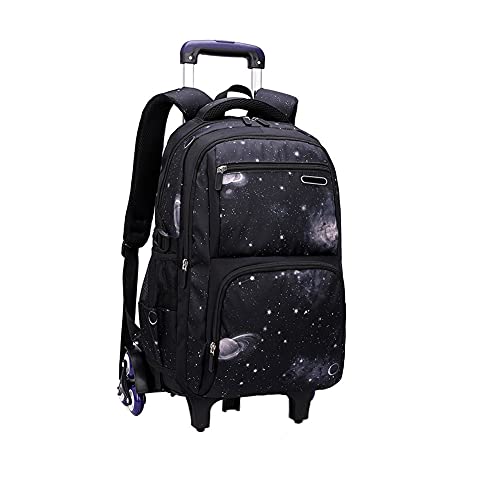 BOZONLI Trolley Schultaschen Rucksack mit Rollen Rolling Schultasche für Mädchen Jungen Schüler Reisegepäck Schwarz von BOZONLI