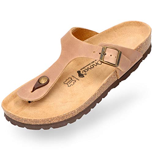 BOnova Ibiza Fettleder braun in Größe 37 aus hochwertigem Echtleder. Damen-Zehentrenner mit anatomisch geformten Kork-Fußbett. Stylische Pantolette zum Wohlfühlen von BOnova