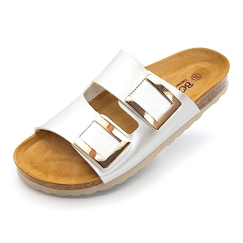 BOnova Marbella Bonoperlato Pantolette Damen in 3 Farben und von Größe 36 bis 42. Die elegante Pantolette für den Sommer. Bequemes Kork Fußbett – Laufen wie auf Wolken. Hergestellt in der EU von BOnova