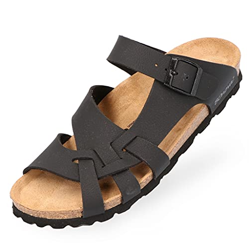 BOnova Melle Nubukleder Sandale Damen in 2 Farben. Mit stylischem und bequemem Schnallensystem. Bequemes Kork Fußbett – Laufen wie auf Wolken. Hergestellt in der EU - schwarz 39 BOnova Melle Nubukleder Sandale Damen in 2 Farben. Mit stylischem und bequemem Schnallensystem. Bequemes Kork Fußbett – Laufen wie auf Wolken. Hergestellt in der EU - schwarz 39 von BOnova