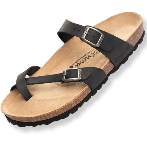 BOnova Portofino Fettleder - Echtleder Sandale in den Größen 35 bis 43 und 16 Farben. Sommersandale mit Kork-Fußbett - Hergestellt in der EU! von BOnova