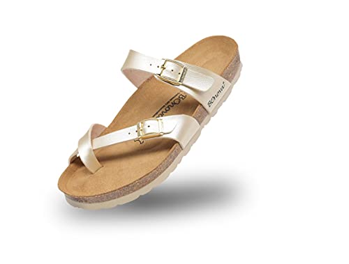 BOnova Portofino in Größe 35 Bio Champ Met beige. Sommersandale mit Kork-Fußbett Hergestellt in der EU von BOnova