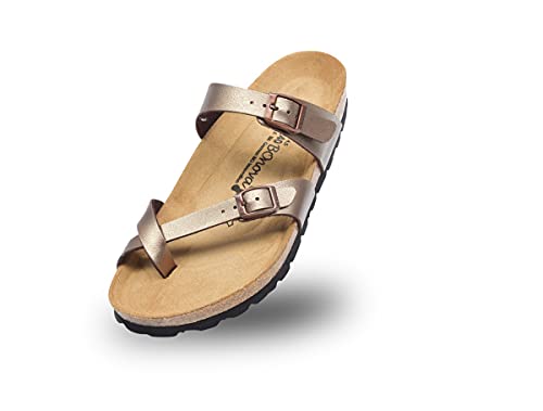 BOnova Portofino in Größe 35 Bio Champ Met bronze. Sommersandale mit Kork-Fußbett Hergestellt in der EU von BOnova