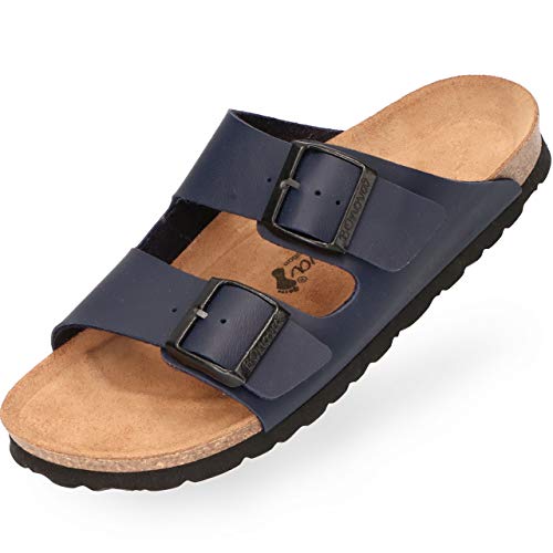 BOnova Schwanberg Damen Bonoflor blau in Größe 42. Sommersandale mit Kork-Fußbett. Hausschuh für das ganze Jahr. Hergestellt in der EU. von BOnova