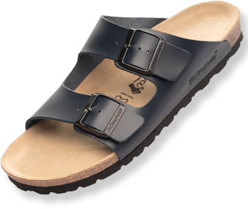BOnova Schwanberg Echtleder Herren Pantolette in 7 Farben in Größen 40-48: Bequeme Hausschuhe aus Echtleder mit Kork-Fußbett - Sandalen hergestellt in der EU von BOnova