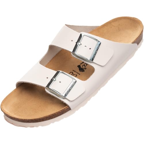 BOnova Schwanberg Echtleder Herren Pantolette in 7 Farben in Größen 40-48: Bequeme Hausschuhe aus Echtleder mit Kork-Fußbett - Sandalen hergestellt in der EU von BOnova