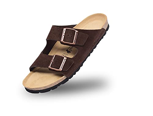 BOnova Schwanberg Velours-Leder. Echtleder Pantolette für Damen und Herren in 6 Farben. Hochwertiger Wildlederschuh mit erstklassigem Fußbett marron 39 von BOnova