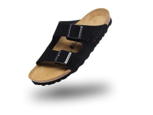 BOnova Schwanberg Velours-Leder. Echtleder Pantolette für Damen und Herren in 6 Farben. Hochwertiger Wildlederschuh mit erstklassigem Fußbett schwarz 41 von BOnova