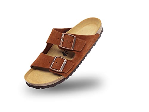 BOnova Schwanberg Velours-Leder. Echtleder Pantolette für Damen und Herren in 6 Farben. Hochwertiger Wildlederschuh mit erstklassigem Fußbett tabak 38 von BOnova