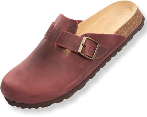 BOnova Wesel: Lederpantoffel in 10 Farben und in den Größen 35 bis 50. Hausschuhe aus Echtleder (Nubuk), mit Kork-Fußbett, hergestellt in der EU von BOnova