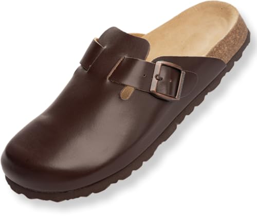 BOnova Wesel: Lederpantoffel in 10 Farben und in den Größen 35 bis 50. Hausschuhe aus Echtleder (Nubuk), mit Kork-Fußbett, hergestellt in der EU von BOnova