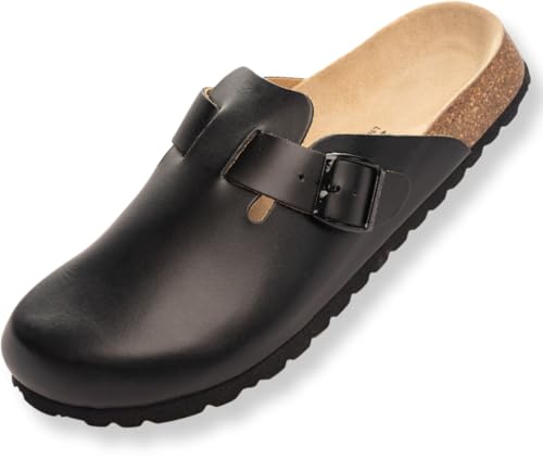 BOnova Wesel: Lederpantoffel in 10 Farben und in den Größen 35 bis 50. Hausschuhe aus Echtleder (Nubuk), mit Kork-Fußbett, hergestellt in der EU von BOnova