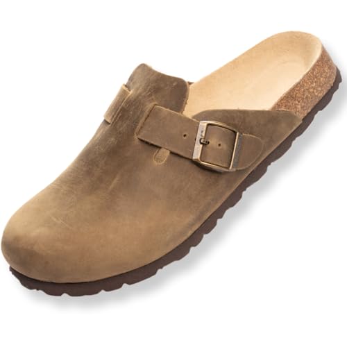 BOnova Wesel: Lederpantoffel in 10 Farben und in den Größen 35 bis 50. Hausschuhe aus Echtleder (Nubuk), mit Kork-Fußbett, hergestellt in der EU von BOnova