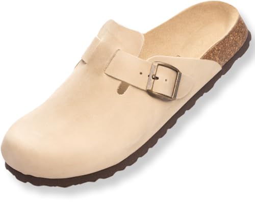 BOnova Wesel: Lederpantoffel in 10 Farben und in den Größen 35 bis 50. Hausschuhe aus Echtleder (Nubuk), mit Kork-Fußbett, hergestellt in der EU von BOnova