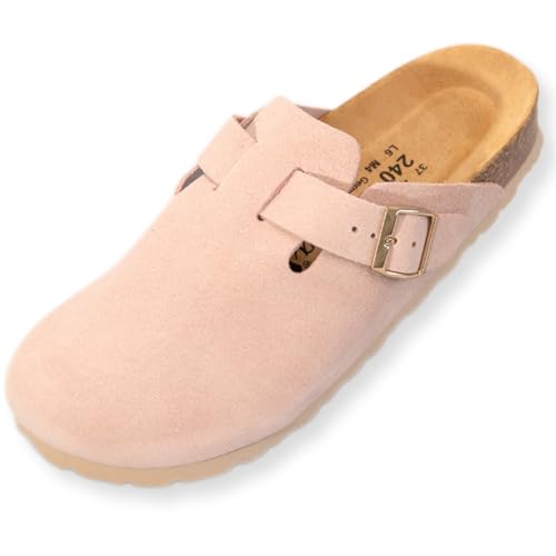 BOnova Wesel: Lederpantoffel in 10 Farben und in den Größen 35 bis 50. Hausschuhe aus Echtleder (Nubuk), mit Kork-Fußbett, hergestellt in der EU von BOnova