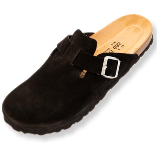 BOnova Wesel: Lederpantoffel in 10 Farben und in den Größen 35 bis 50. Hausschuhe aus Echtleder (Nubuk), mit Kork-Fußbett, hergestellt in der EU von BOnova