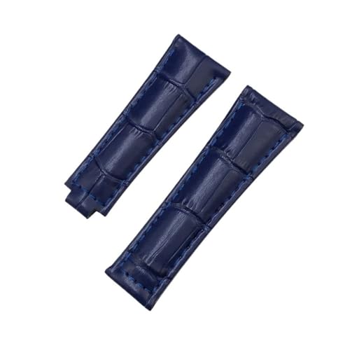 BPBZUTUMDZ 20 mm Metallglied, gebogenes Ende, Krokodilleder-Armband, passend for Rolex Submariner, passend for GMT, passend for DAYTONA Yacht-Master, schwarz-grünes Armband(Blue,20MM_SILVER) von BPBZUTUMDZ