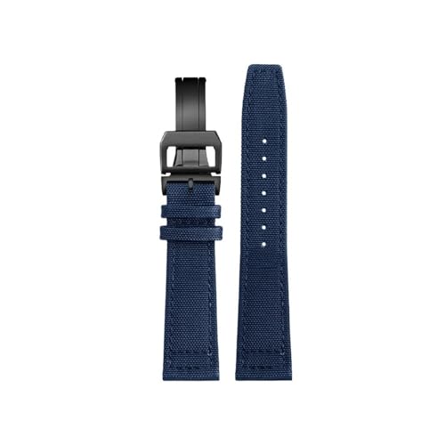 BPBZUTUMDZ 20mm 21mm 22mm Nylon Canvas Stoff Uhrenarmband passend for IWC Pilot Spitfire Timezone Top Gun Strap Faltschließe Gürtel Armbanduhr Armband(Blue bk K01,22mm) von BPBZUTUMDZ