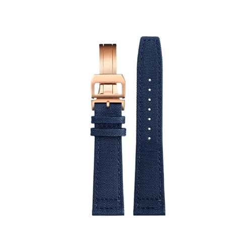 BPBZUTUMDZ 20mm 21mm 22mm Nylon Canvas Stoff Uhrenarmband passend for IWC Pilot Spitfire Timezone Top Gun Strap Faltschließe Gürtel Armbanduhr Armband(Blue rk K01,22mm) von BPBZUTUMDZ
