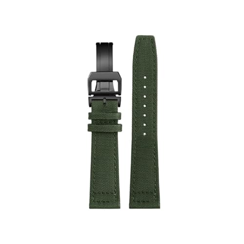 BPBZUTUMDZ 20mm 21mm 22mm Nylon Canvas Stoff Uhrenarmband passend for IWC Pilot Spitfire Timezone Top Gun Strap Faltschließe Gürtel Armbanduhr Armband(Green bk K01,21mm) von BPBZUTUMDZ