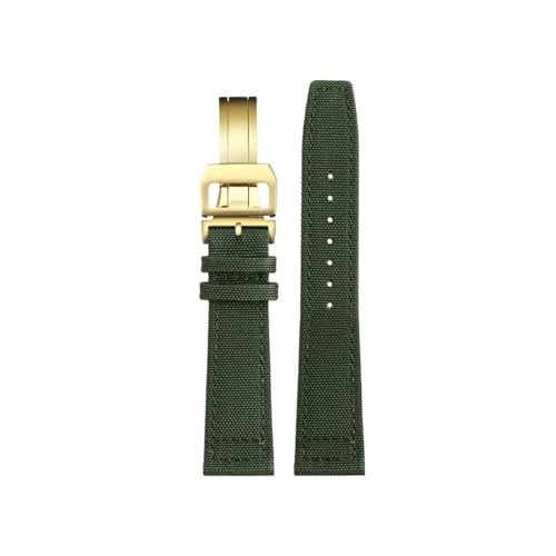 BPBZUTUMDZ 20mm 21mm 22mm Nylon Canvas Stoff Uhrenarmband passend for IWC Pilot Spitfire Timezone Top Gun Strap Faltschließe Gürtel Armbanduhr Armband(Green gk K01,21mm) von BPBZUTUMDZ