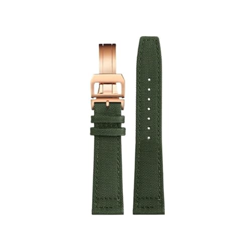 BPBZUTUMDZ 20mm 21mm 22mm Nylon Canvas Stoff Uhrenarmband passend for IWC Pilot Spitfire Timezone Top Gun Strap Faltschließe Gürtel Armbanduhr Armband(Green rk K01,20mm) von BPBZUTUMDZ